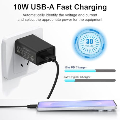 2 Pack 10W USB Charger Block, Fast Charging Wall Charger Power Adapter Brick Cube for iPhone 14 13 12 11 Pro Max SE XS XR X 8 7 6 6S Plus (Black) - color: Black
