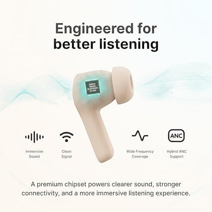 Magnetic Wireless Earbuds, Sticks to MagSafe iPhone, Warm Cream - color: Warm Cream