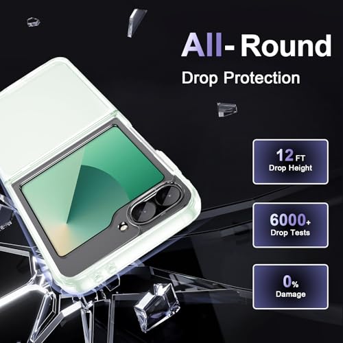 Case for Samsung Galaxy Z Flip 6, Military Grade Drop Protection Clear Phone Case, Yellowing Resistant, Anti-Scratch Hard PC Back, Shockproof Hard Ultra-Thin Protective Cover, Transparent - size: Samsung Galaxy Z Flip6