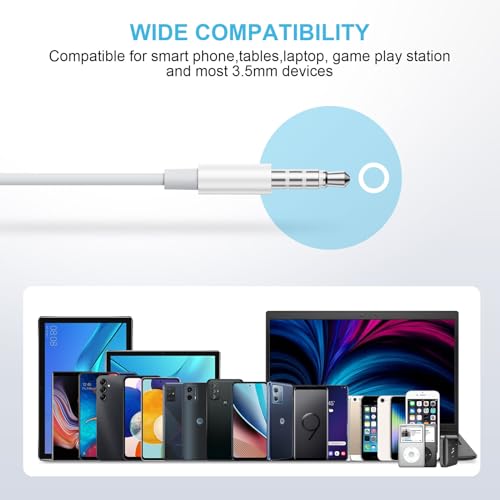 Wired Earbuds [Clear Call Mic], 3.5mm Headphones for iPhone/iPad/Radio - color: White