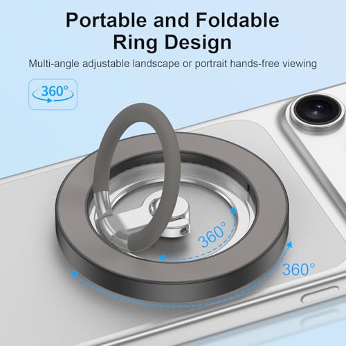Cell Phone Ring Holder Stand for MagSafe,360 ° Rotation Finger Ring - color: Grey