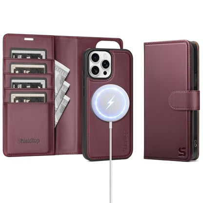 Shieldtop Compatible with MagSafe iPhone 13 Pro Max Wallet Case,Wine Red - color: Wine Red, size: iPhone 13 Pro Max - 6.7"