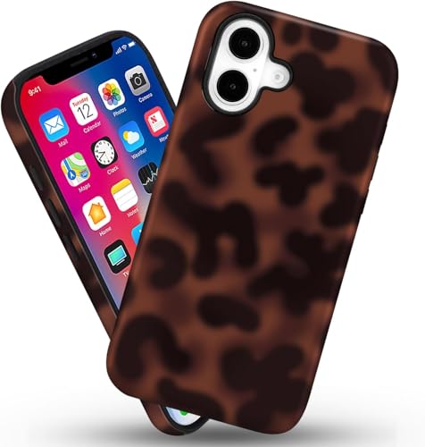 for iPhone 16 Case with Tortoise Leopard Print Trendy Animal Pattern Dual-Layer Shockproof Drop Protection Tough Phone Cover - size: iPhone 16