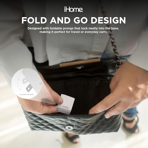 iHome GaN Universal USB-C Charger Block, Power Delivery, Folding Prongs, Compact Travel Design for Phones, Tablets & USB-C Devices (White, 30W) - color: White, size: 30W
