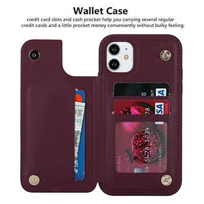 iCoverCase Compatible with iPhone 11 Case with Card Holder, Wallet Phone Case for Women Men RFID Blocking PU Leather Protective Case 6.1 Inch (Wine Red) - color: Wine Red