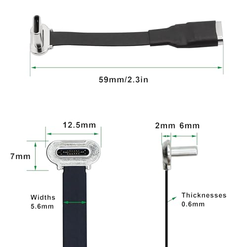 Right Angle USB C Flat Extension Cable 90 Degree USB C Male to Female Fast Charge Data Cord for Power Banks Phone(2.2in/55mm) - size: 2.2in/55mm