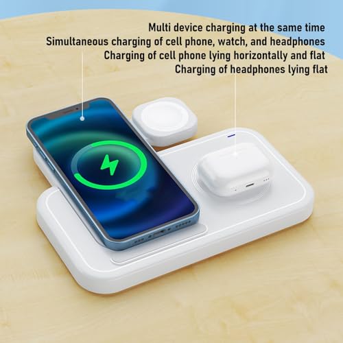 VBESTLIFE 4 in 1 Wireless Charging Station, 15W Fast Charger for Phone Watch Earbuds with Foldable Design for Travel Work Home