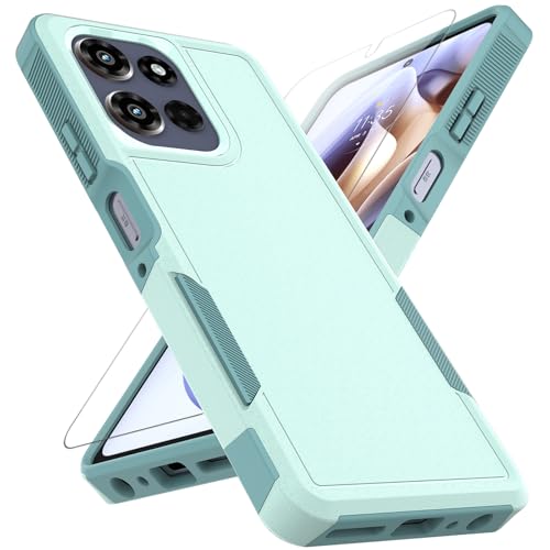 for Motorola Moto G Power 2026 / Moto G Power 2025 Case: Dual Layer Protective Heavy Duty Cell Phone Cover Shockproof Rugged with HD Screen Protector Military Protection Bumper Tough, Mint Green - color: Mint Green (PC) + Mint Green (TPU)
