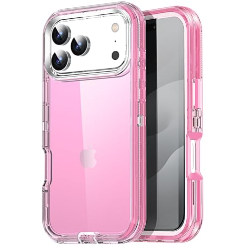 AICase for iPhone 17 Pro Max Case Clear 3 in 1 Heavy Duty Drop Protection Full Body Rugged Shockproof/Dust Proof 3-Layer Military Protective Tough Durable Cover for iPhone 17 Pro Max 6.3"_911 - color: C_Pink, size: iphone 17 Pro Max