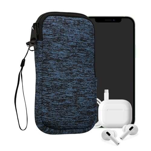 kwmobile Universal Phone Pouch Size XXL - 7" - Neoprene Smartphone Pouch with Zip - Water-Repellent Mobile Phone Case - Sleeve in Deep Ocean/Black - color: Deep Ocean / black, size: XXL - 7"