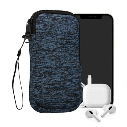 kwmobile Universal Phone Pouch Size XXL - 7" - Neoprene Smartphone Pouch with Zip - Water-Repellent Mobile Phone Case - Sleeve in Deep Ocean/Black - color: Deep Ocean / black, size: XXL - 7"