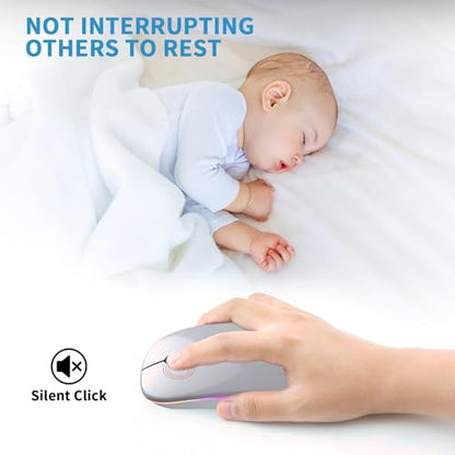 Afaartcci Rechargeable Wireless Mouse, Silent Bluetooth Mouse (Silver) - color: Silver