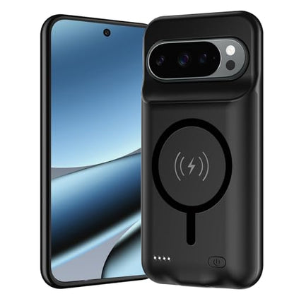 Battery Case for Pixel 9/10 Pro XL, Upgraded 10000mAh Battery Pack Rechargeable Charger Case with Wireless Charging Compatible for Pixel 9/10Pro XL(6.8 inch) External Charging Cover(Black) - size: Pixel 9/10 Pro XL