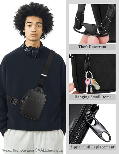 Peicees Mini Anti Theft Crossbody Sling Bag Small Chest Bag Dual Pocket Water Resistant Fanny Pack Running Phone Holder - size: Mini