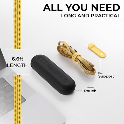 Rolling Square InCharge XL 200cm - USB C Charger Cable, Lightning Cable for Smartphone, Universal Cable Charger 6 in 1, USB Plug, Yellow, 100W - color: Yellow