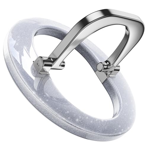 SUPERONE MagSafe Phone Grip, Magnetic Phone Ring Holder & Adjustable Stand - color: Glitter Silver