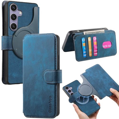 2 in 1 Wallet Case for Samsung Galaxy S25+ Plus CMG Blue | PU Leather Magnetic Flip Folio Case with RFID Blocking Card Holder, Credit Card Slots Kickstand, Shockproof Protective Cover - color: Blue, size: Samsung Galaxy S25 Plus