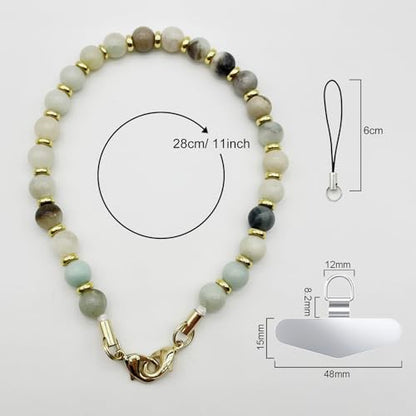 TENOC Marble Beaded Phone Wrist Strap, Amazonite - color: B-amazonite