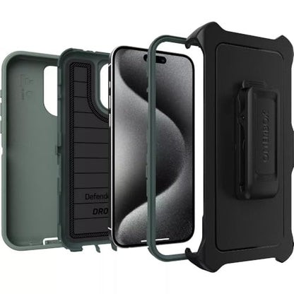 OtterBox iPhone 15 Pro Max (Only) - Defender Series Case - Forest Ranger (Green) - Screenless - Rugged & Durable - with Port Protection - Holster Clip Includes - Microbial Defense Protection - color: Forest Ranger (Green)