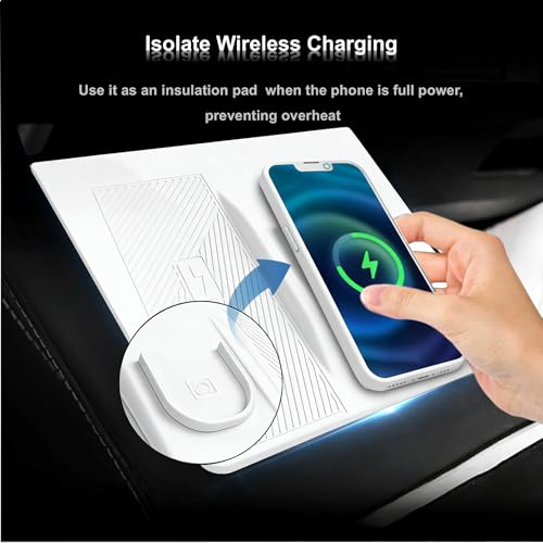 2-in-1 Wireless Charging Silicone Mat Fit for Tesla Model Y Juniper 2025+ - color: Black#2, size: Model Y Juniper