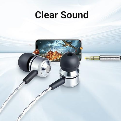 Wired Earbuds, in-Ear Headphones Wired with Pure Bass Sound, Noise Isolating 3.5mm Headphones Earbuds Cord, Lightweight Cord Earphones for Samsung,iPhone, Laptop,Tablet, MP3 and Other 3.5mm Devices