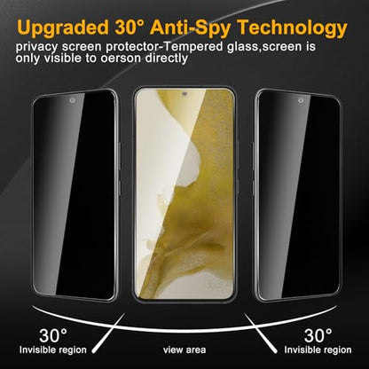 2 Pack Privacy Screen Protector for Samsung Galaxy S22/S23 5G, Anti Spy Tempered Glass 9H Hardness, Black Protector Anti Spy, Bubble Free, Anti-Scratch - size: Galaxy S22/S23 FK2