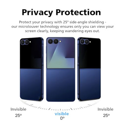 2 PACK Front Privacy Screen Protector Compatible with Samsung Galaxy Z Flip 7 [25° Anti Spy] EPU+PET Film, Self-Healing, Easy Installation, Case Friendly, 3H Hardness - size: Galaxy Z Flip 7