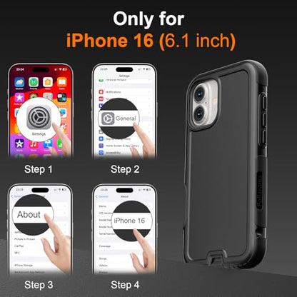 Follaroma Magnetic for iPhone 16 Case, Heavy Duty Phone Cases, Black, 6.1" | Compatible with MagSafe, Heavy Duty Shockproof,Military-Grade Anti-Drop Protective,Dual Layer Magnetic Protection Phone Cover - color: Black, size: iPhone 16 6.1''