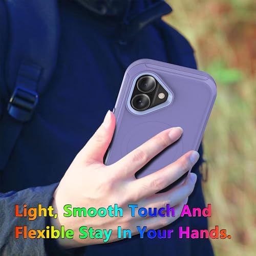 MXX for iPhone 16 Case, Durable 3-Layer Rugged Protective Cover, Compatible with MagSafe, Shockproof Cute iPhone 16 Case (6.1") – Light Purple - color: Light Purple, size: iPhone 16