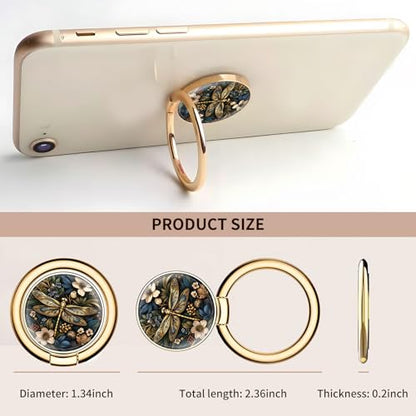 Cell Phone Ring Holder, Cute Metal Phone Grip Stand Finger Ring Kickstand, Flexible 360°Rotation Phone Tablet Case Accessories Compatible with Most Phones Luxury Golden Dragonfly - color: Luxury Golden Dragonfly