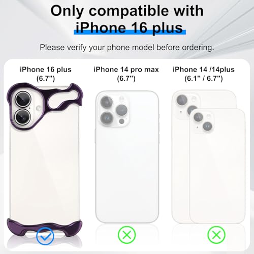 Frameless Phone Case Crafted for iPhone 16 Plus Purple - color: Aluminum Purple, size: iPhone 16 Plus