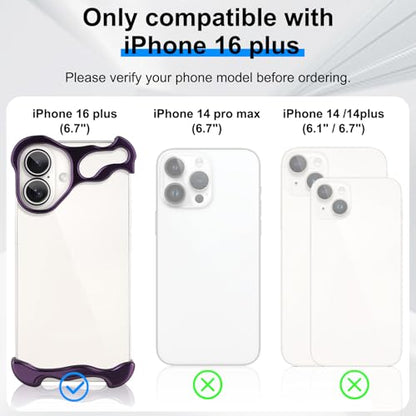 Frameless Phone Case Crafted for iPhone 16 Plus Purple - color: Aluminum Purple, size: iPhone 16 Plus