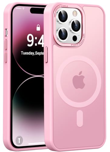 Newfuture Magnetic for iPhone 14 Pro Max Case Matte Shockproof, Chalk Pink | Military Drop Protection, Slim Matte Anti-Fingerprint, Compatible with Magsafe, Camera Guard, Translucent Protective Cover - color: Chalk Pink, size: iPhone 14 Pro Max 6.7 inch