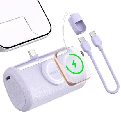 RORRY PalmGo Portable Charger Power Bank 10000mAh 3-in-1 Mini Battery Pack - color: Purple