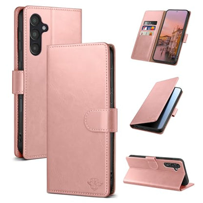 Wallet Case for Samsung Galaxy A16 5G, Pink | RFID-Blocking Card Holder, Kickstand, Magnetic Closure, PU Leather Folio Flip Cover, Protective Women Men Cases - color: Rose Gold, size: SamsungGalaxy A16
