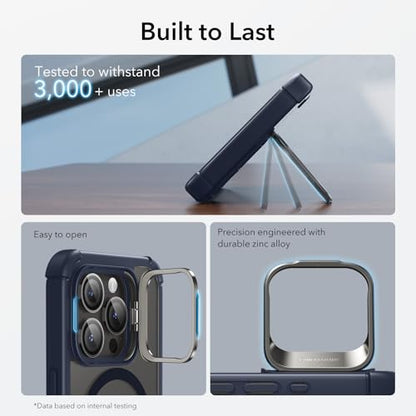 ESR for iPhone 15 Case with Stand, Compatible with MagSafe, Full-Body Military-Grade Drop Proof Case with Built-in 9H+ Tempered Glass Screen Protector, Armor Series, Clear Dark Blue - color: Clear Dark Blue