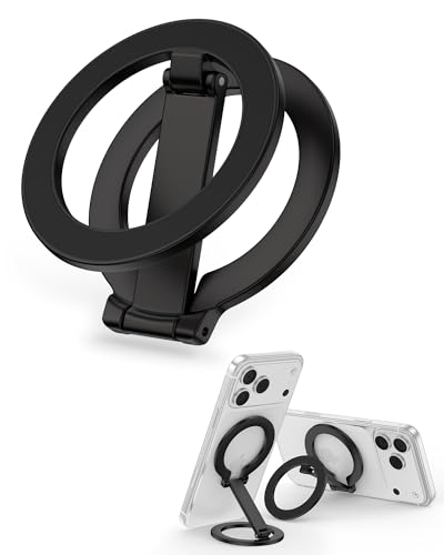 Magnetic Phone Grip for Magsafe, Foldable Kickstand Mag Safe iPhone Stand - color: Black
