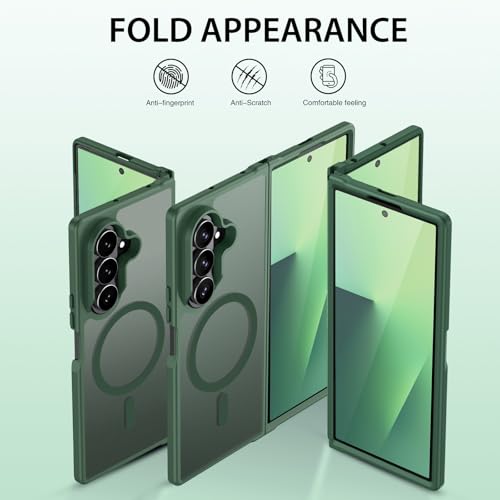 DUEDUE for Samsung Galaxy Z Fold 7 Case Magnetic[Compatible with MagSafe], Dual Layer Anti-Scratch Shockproof Cover Slim Full Protective Phone Case for Galaxy Z Fold 7 8", Green - color: Green