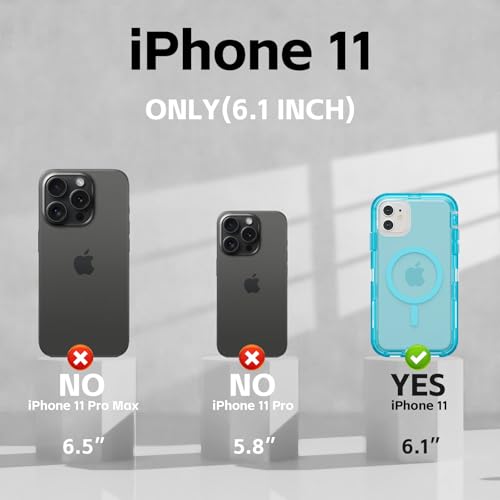 Follaroma Magnetic for iPhone 11 Case, Heavy Duty Phone Cases, Blue, 6.1" | Compatible with MagSafe, Heavy Duty Shock proof Protection, Military-Grade Anti-Drop, Dual Layer Transparent Protective Cover - color: Blue, size: iPhone 11 6.1''