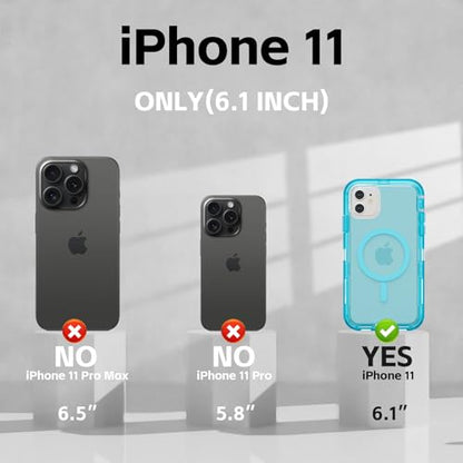 Follaroma Magnetic for iPhone 11 Case, Heavy Duty Phone Cases, Blue, 6.1" | Compatible with MagSafe, Heavy Duty Shock proof Protection, Military-Grade Anti-Drop, Dual Layer Transparent Protective Cover - color: Blue, size: iPhone 11 6.1''