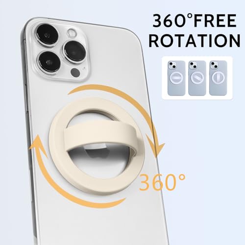 Magnetic Silicone Phone Grip,Comfy Finger Loop Grip Phone Holder,Strong Grip,Comfortable,Easy to Install and Remove,Compatible with Magsafe for iPhone 16/15/14/13/12 Series (White) - color: White
