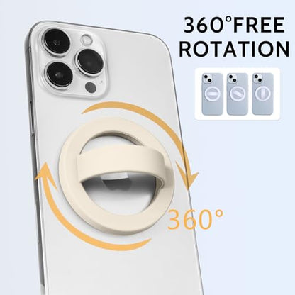 Magnetic Silicone Phone Grip,Comfy Finger Loop Grip Phone Holder,Strong Grip,Comfortable,Easy to Install and Remove,Compatible with Magsafe for iPhone 16/15/14/13/12 Series (White) - color: White