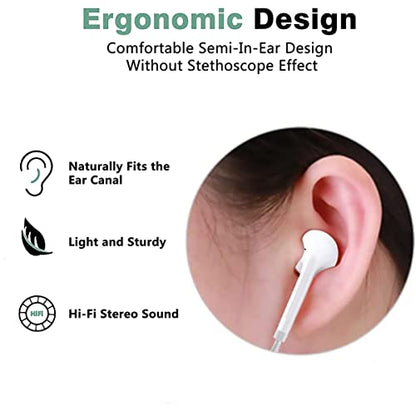 [2 Pack] WEIZY Aux Earbuds/Earphones, Vize 3.5mm Wired Headphones Noise Isolating Earphones Volume Control & Built-in Microphone Compatible with iPhone/Samsung/Android/MP3/MP4