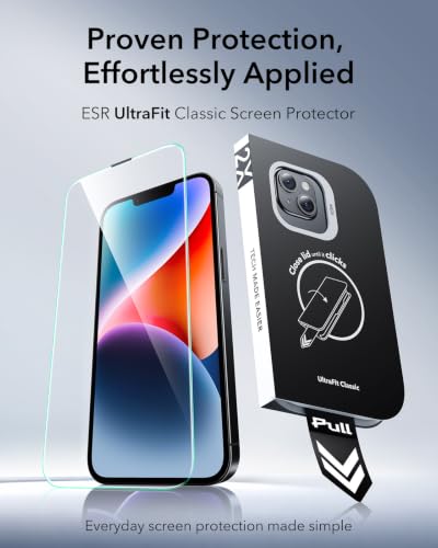 ESR 3 Pack for iPhone 14 Plus/13 Pro Max Screen Protector, Classic | Easy One-Pull Installation, 2X Impact Absorption, 9H Tempered Glass, Full-Coverage Protection, UltraFit Tray, Bubble-Free - size: iPhone 14 Plus/13 Pro Max 6.7 inch