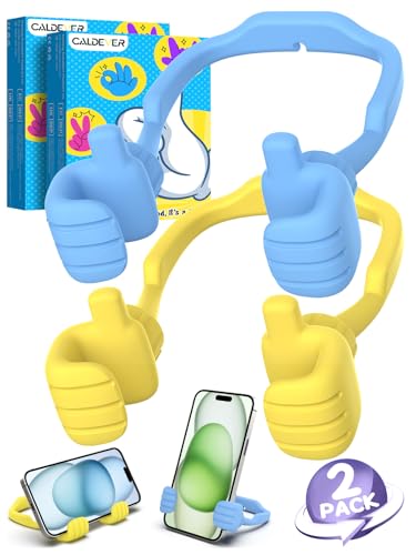 Christmas Stocking Stuffers for Kids Teens Girls Boys Thumbs Up Phone Stand - color: Macaron Blue+Yellow