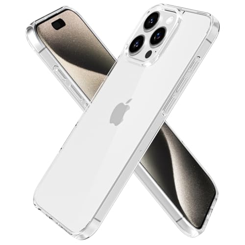 oakxco Clear Phone Case for iPhone 15 Pro Max Case, Thin Slim Transparent Hard Plastic Back & Soft Silicone Bumper, Cute Non Yellowing Hybrid Matte TPU Frame Protective Cover for Women, Crystal Clear - color: Clear, size: 15 Pro Max