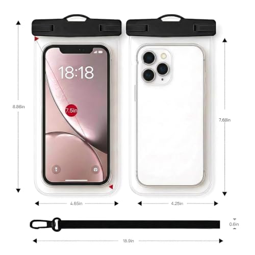 Waterproof Phone Pouch Compatible for iPhone 7in - Black and Blue | IPX8 Waterproof Case, Beach Travel Must Haves, Beach Essential, Dry Bag, 2 Pack, for iPhone 17/16/15/14/13/12 Pro Max - color: A1-Black and Blue