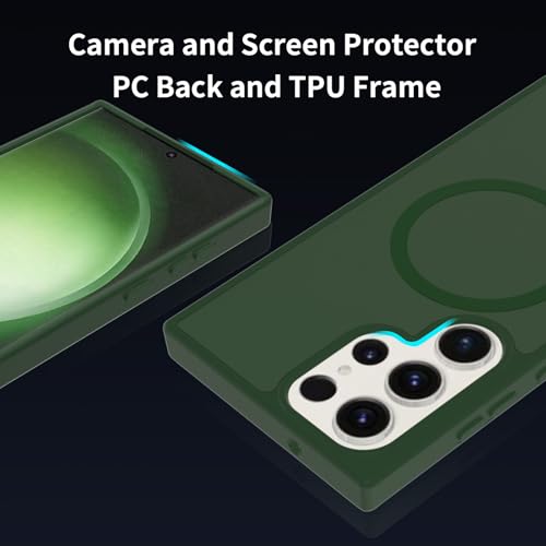for Samsung Galaxy S23 Ultra Case Magnetic, Compatible with Magsafe 6.8 Inches Slim Fit Heavy Duty Protection Wireless Charging Lightweight Shockproof Anti-Slip Protective Phone Cover, Green - color: Green Magnetic