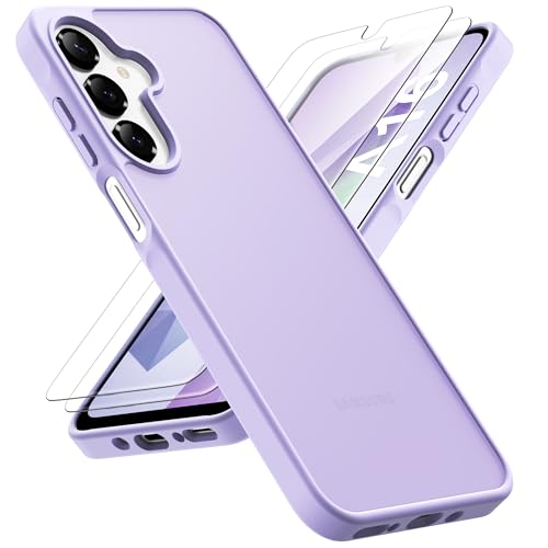 ORETECH for Samsung Galaxy A16 Case, Samsung Galaxy A16 5G Phone Case with 2 Pack HD Screen Protector, Translucent Matte Back Military Grade Shockproof Anti-Fingerprint Protective Cover - Light Purple - color: Translucent Back - Light Purple, size: Samsun