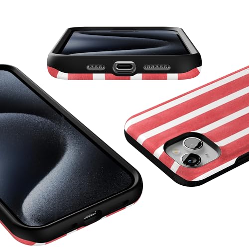 Casely iPhone 15 Plus Case | East Coast Summer | Red Stripes | Bold Protective Design | Compatible with MagSafe - color: East Coast Summer | Red Stripes